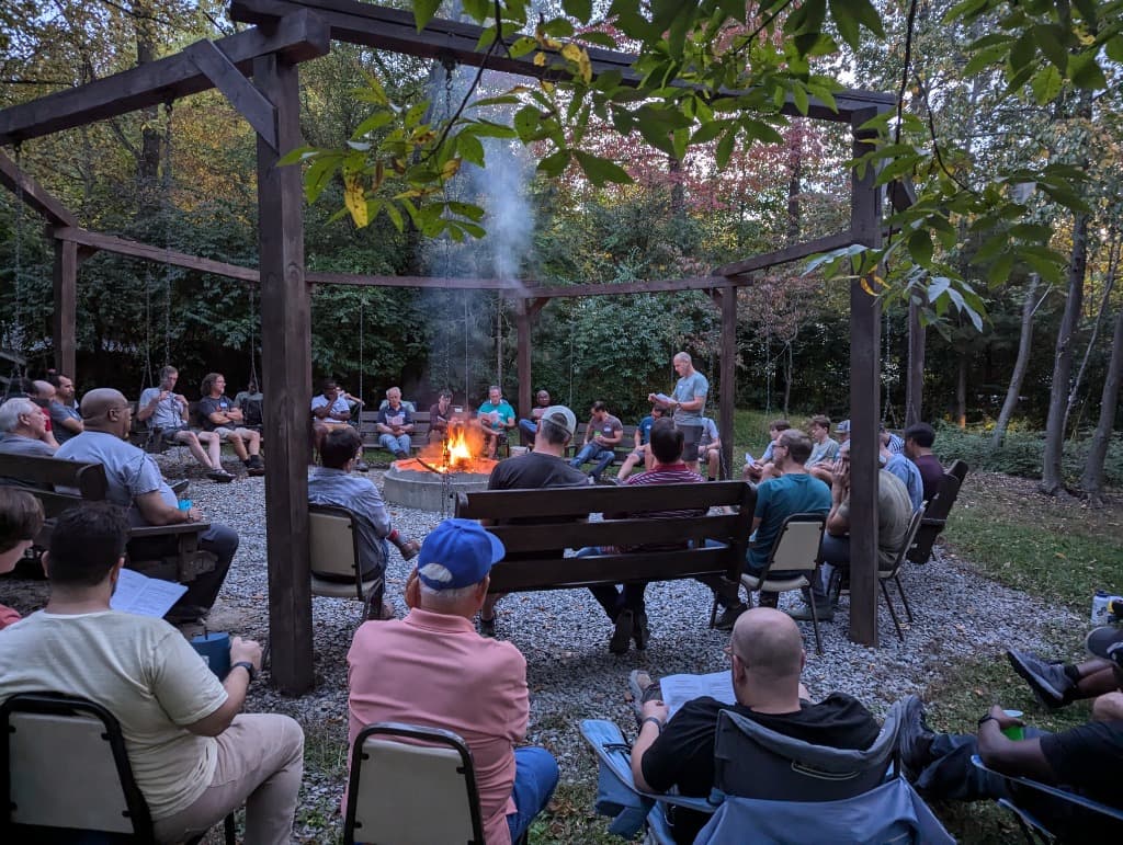 Campfire fellowship at retreat